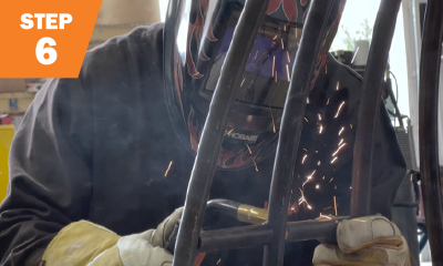 step 6: closeup of a welder welding